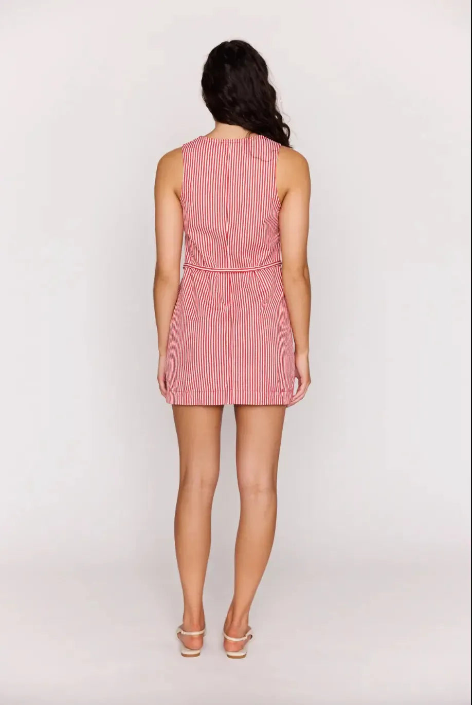 MINKPINK Freya Shift Dress- Red Stripe-Hand In Pocket