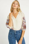 Caballero Zara Top - Woodblock Bloom-Hand In Pocket