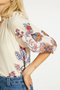 Caballero Zara Top - Woodblock Bloom-Hand In Pocket