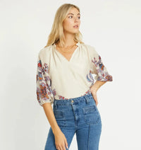 Caballero Zara Top - Woodblock Bloom-Hand In Pocket