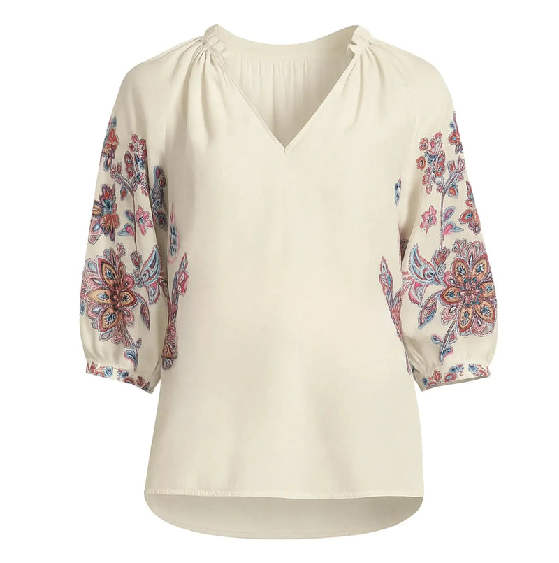 Caballero Zara Top - Woodblock Bloom-Hand In Pocket