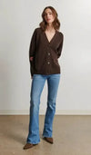Line Micah Cardigan- Espresso-Hand In Pocket