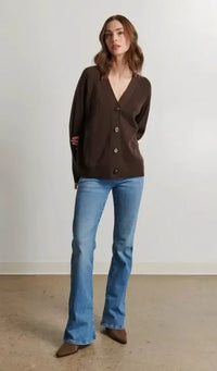Line Micah Cardigan- Espresso-Hand In Pocket