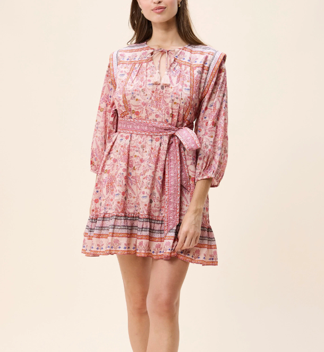 Cleobella Frieda Mini Dress - Dahlia Print-Hand In Pocket