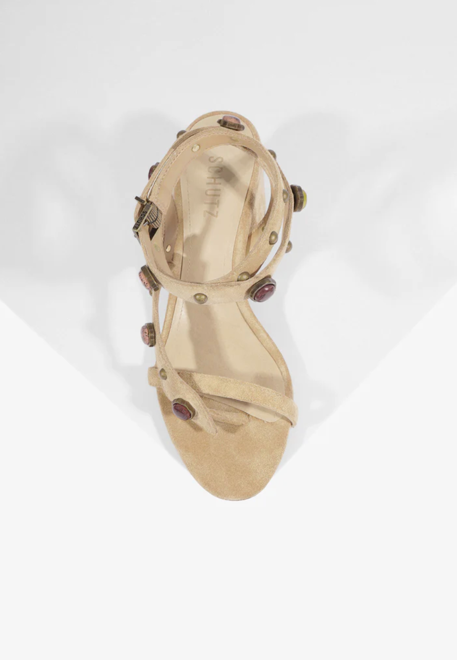 Schutz Cleo Glam Heel - Light Wood-Hand In Pocket