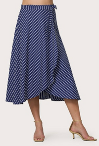 Lusana Mira Skirt - Indigo Stripe-Hand In Pocket