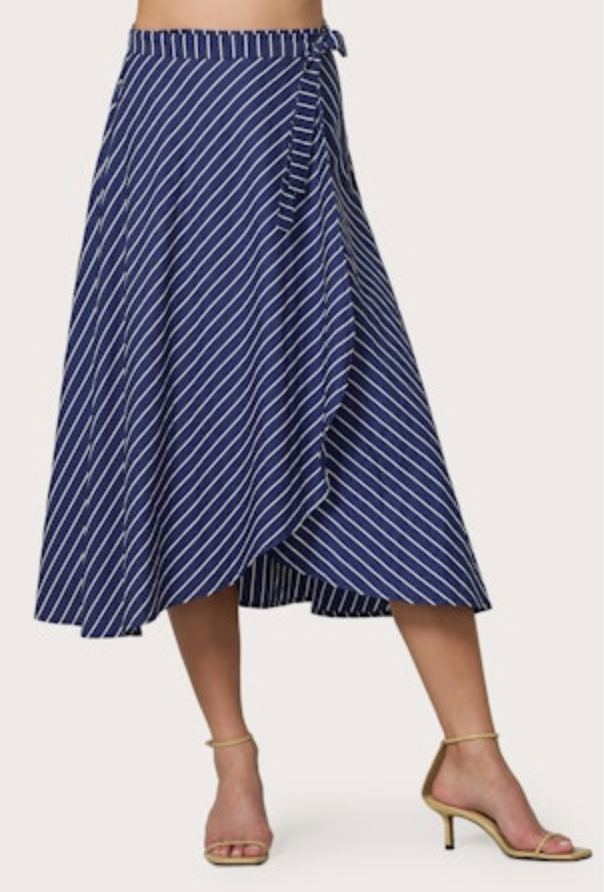 Lusana Mira Skirt - Indigo Stripe-Hand In Pocket