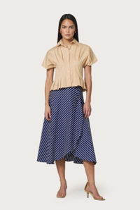 Lusana Mira Skirt - Indigo Stripe-Hand In Pocket
