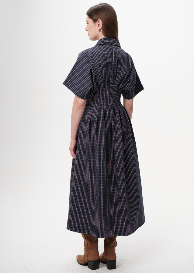 Exquise Floraine Dress - Navy Blue-Hand In Pocket