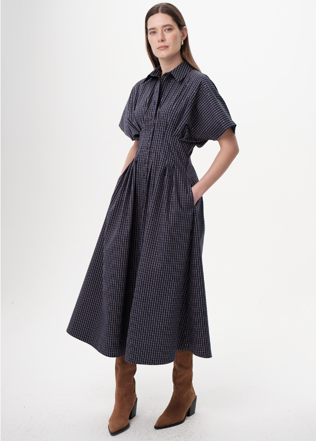 Exquise Floraine Dress - Navy Blue-Hand In Pocket