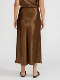 Lucy Paris Barbara Satin Skirt- Bronze-Hand In Pocket