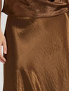 Lucy Paris Barbara Satin Skirt- Bronze-Hand In Pocket
