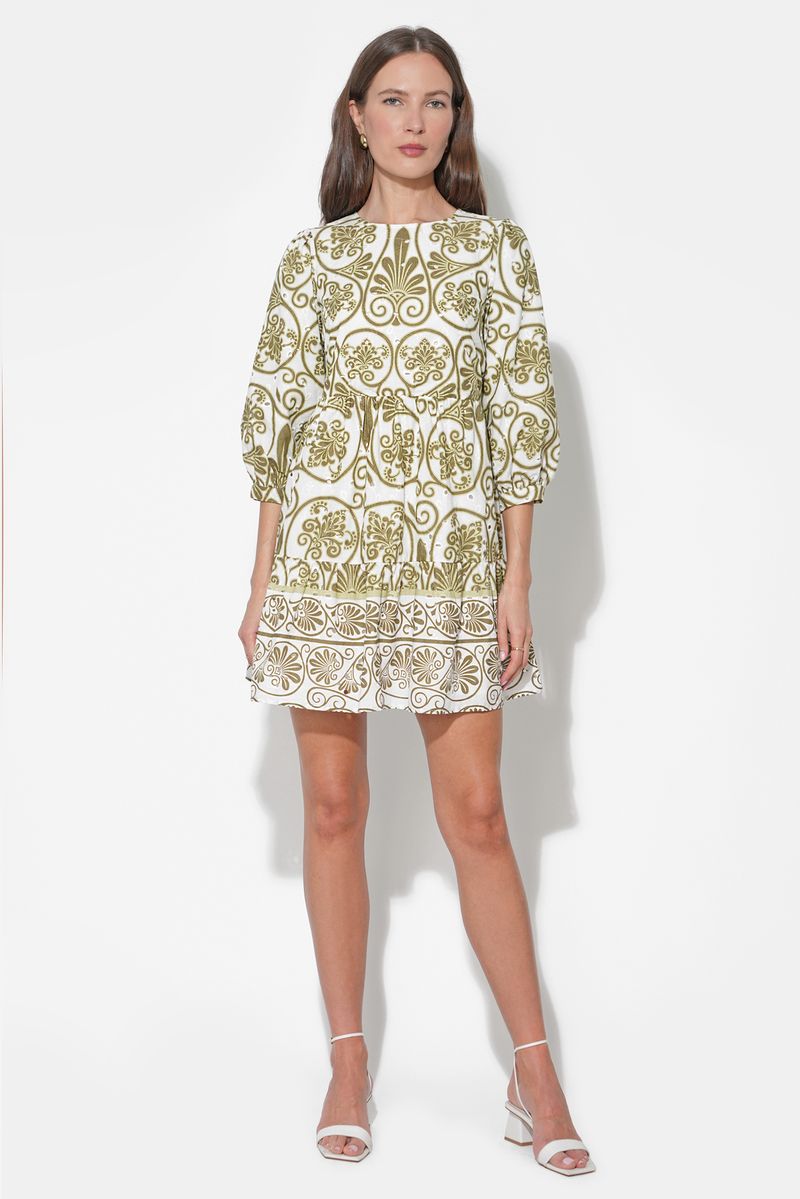 Adelyn Rae Angeline Shift Dress - Olive/Ivory-Hand In Pocket