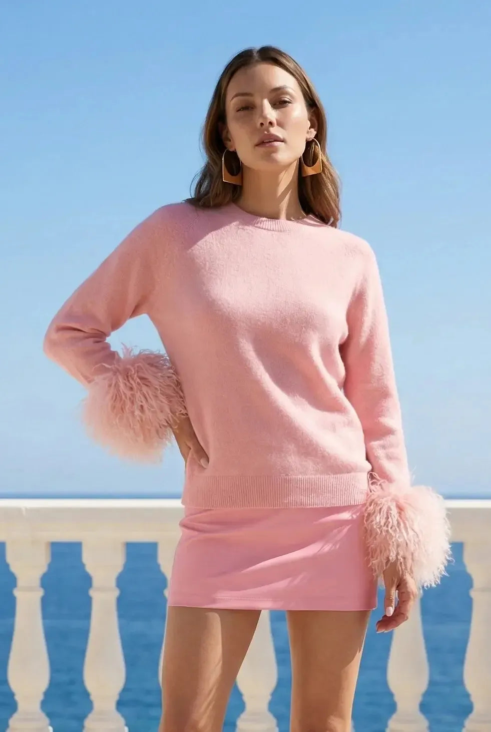 Lisa Maree Sunrise Cashmere Sweater - Baby Pink-Hand In Pocket