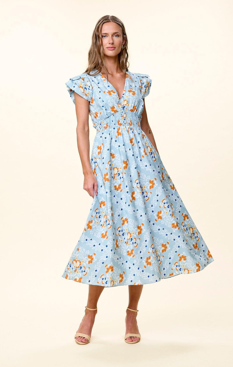 Cleobella Sveva Midi Dress - Vespara Print-Hand In Pocket