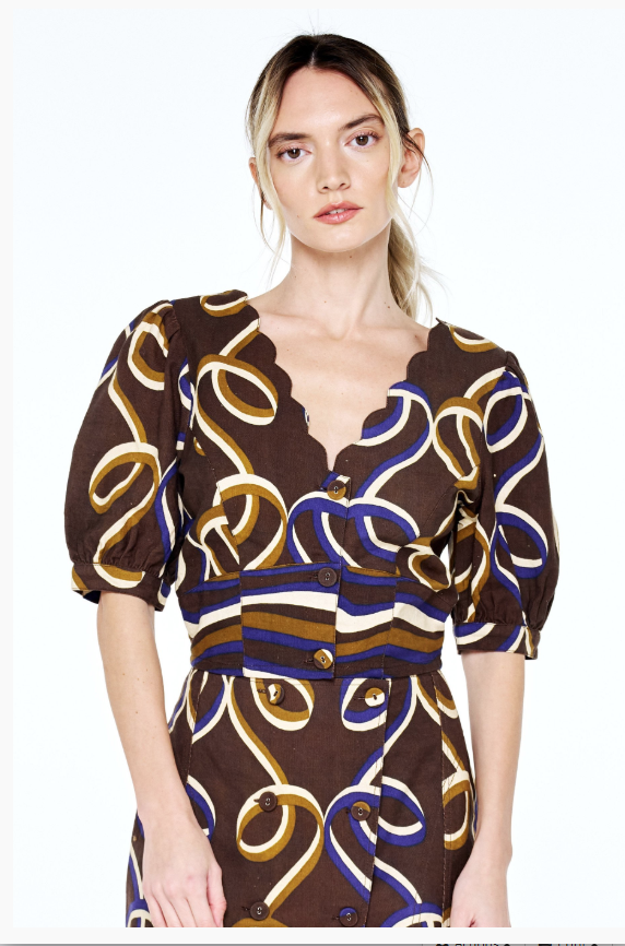 Ciebon Max Ribbon Top - Brown Multi-Hand In Pocket