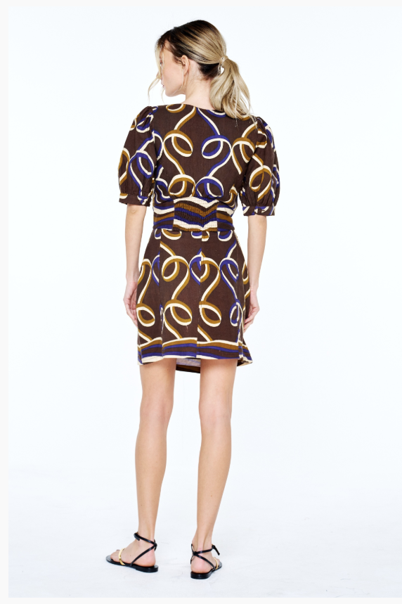 Ciebon Max Ribbon Top - Brown Multi-Hand In Pocket