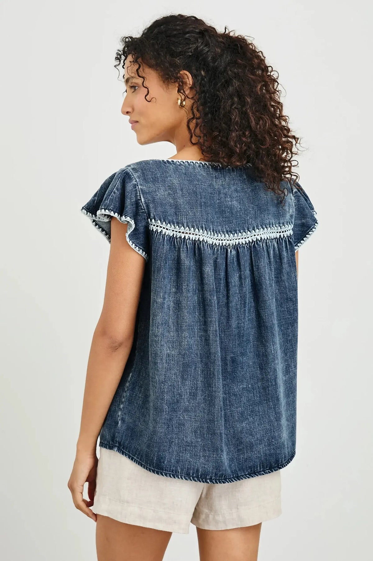 Rails Tafia Top- Classic Blue-Hand In Pocket
