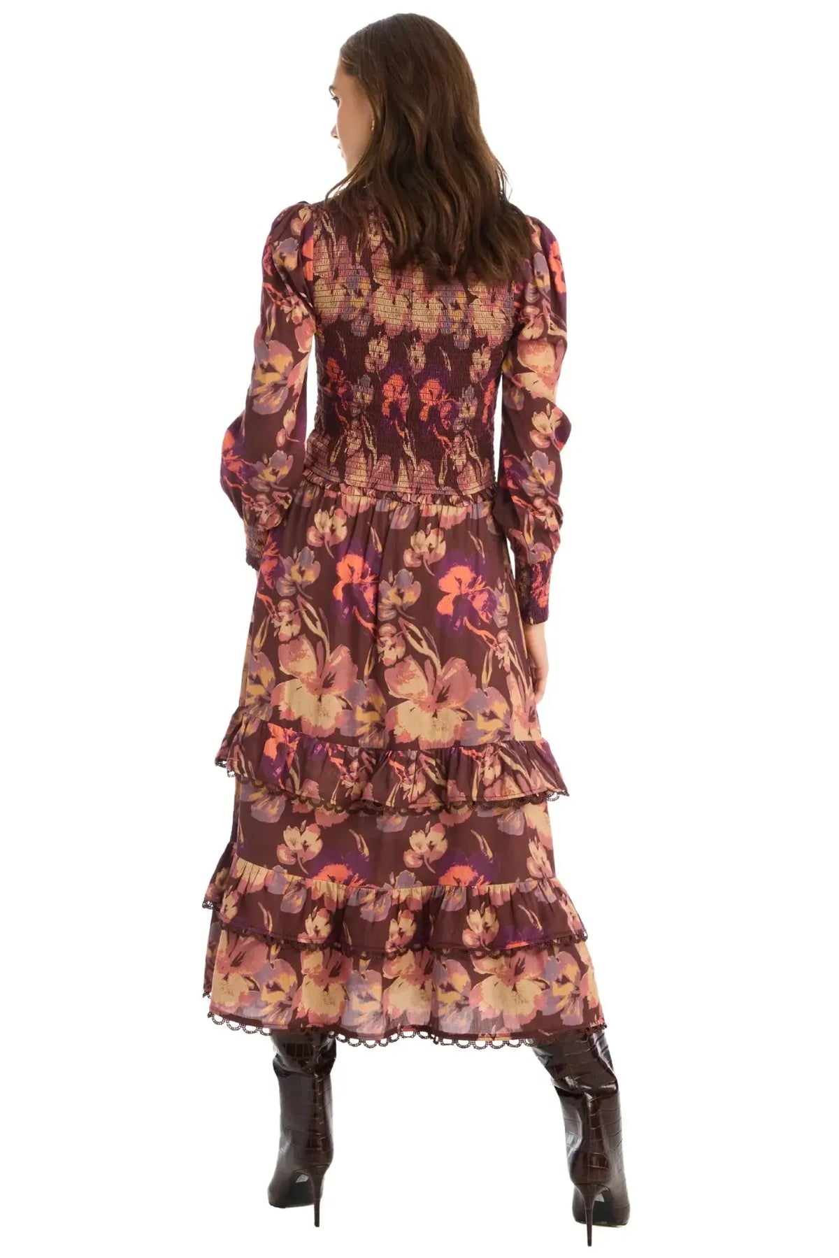 Allison Georgia Skirt - Brown Floral-Hand In Pocket