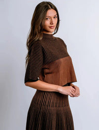 Kerisma Strober Top- Black/ Brown-Hand In Pocket