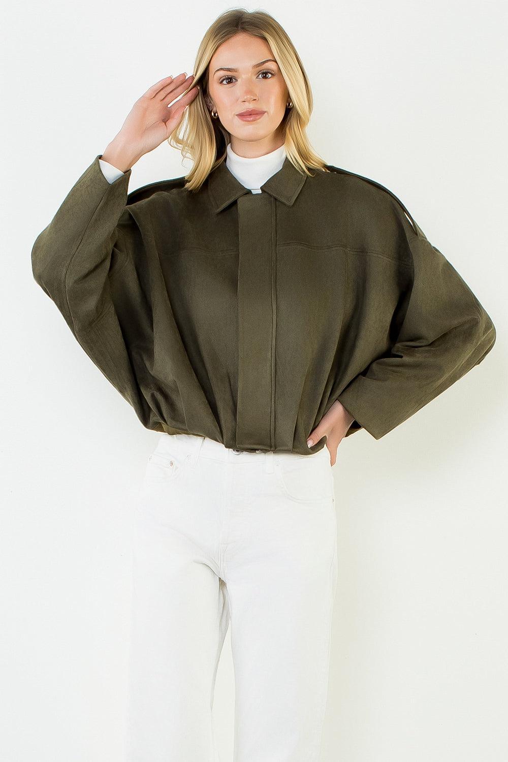 THML Sadie Suede Jacket - Green