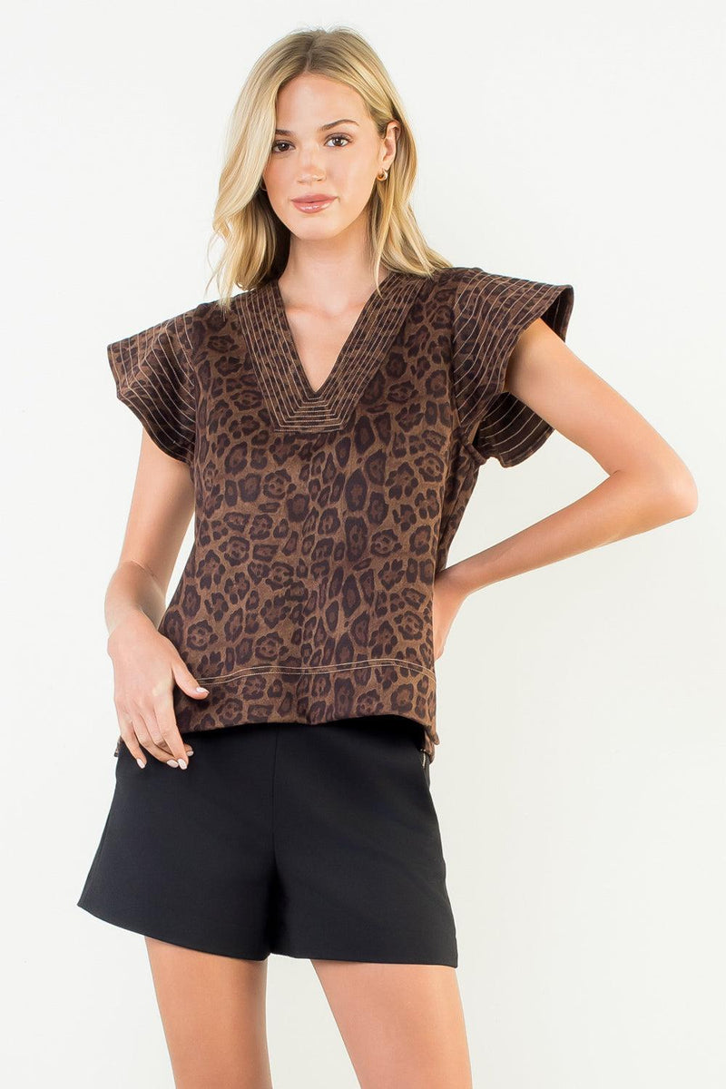 THML Mahale Animal Print Top-Hand In Pocket