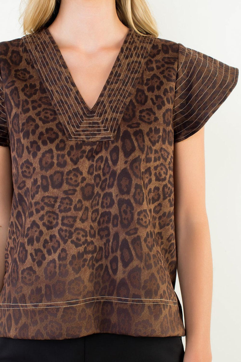 THML Mahale Animal Print Top-Hand In Pocket
