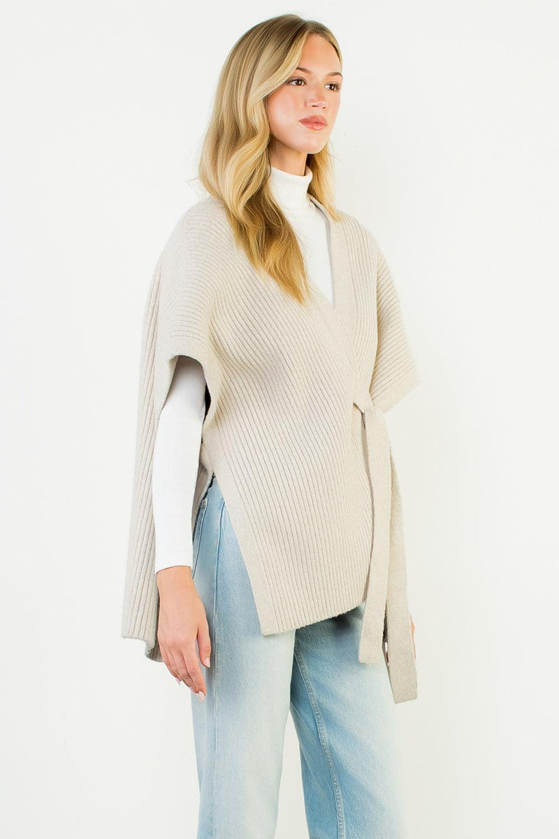 THML Casey Knit Cardigan- Cream-Hand In Pocket
