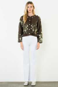 THML Magnolia Print Cardigan - Brown