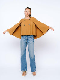 Ciebon Fanny Poncho Jacket - Brown-Hand In Pocket
