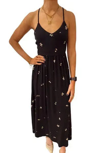 Z Supply Cannes Nala Maxi Dress- Black-Hand In Pocket