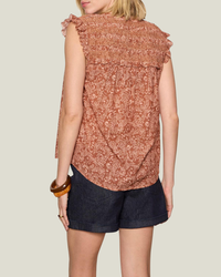 Sanctuary Free Feeling Smocked Blouse - Mosaic Clay-Hand In Pocket
