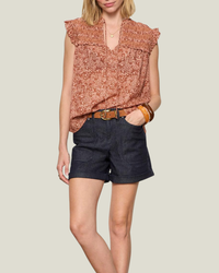 Sanctuary Free Feeling Smocked Blouse - Mosaic Clay-Hand In Pocket