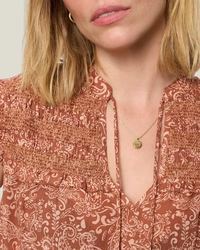 Sanctuary Free Feeling Smocked Blouse - Mosaic Clay-Hand In Pocket