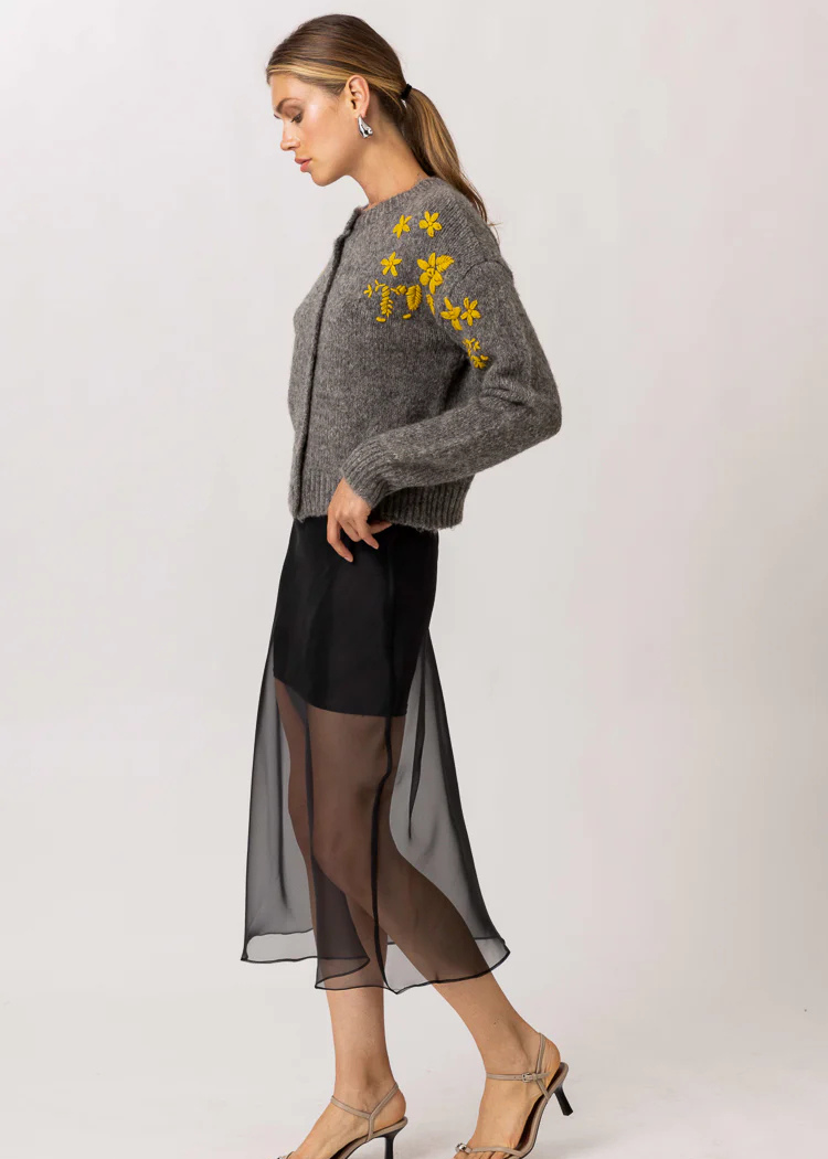 Line + Dot Denman Midi Skirt- Black ***FINAL SALE***-Hand In Pocket