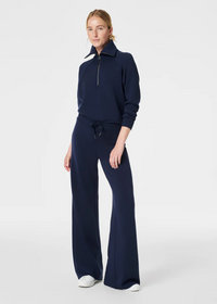 Spanx Air Essentials Half Zip- Navy-Hand In Pocket