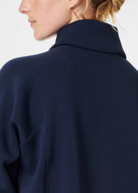 Spanx Air Essentials Half Zip- Navy-Hand In Pocket