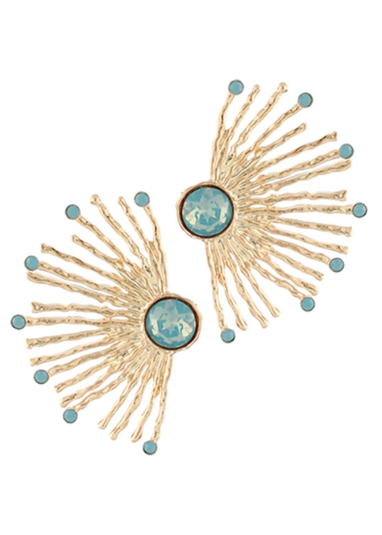 Quinn Sunburst Earrings - Lt. Blue-Hand In Pocket