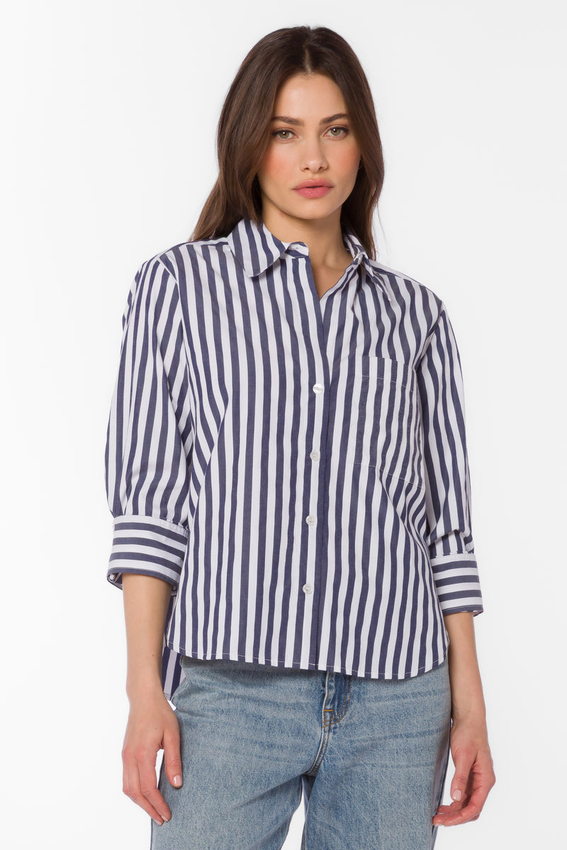 Velvet Heart Valencia Button Down - Indigo-Hand In Pocket