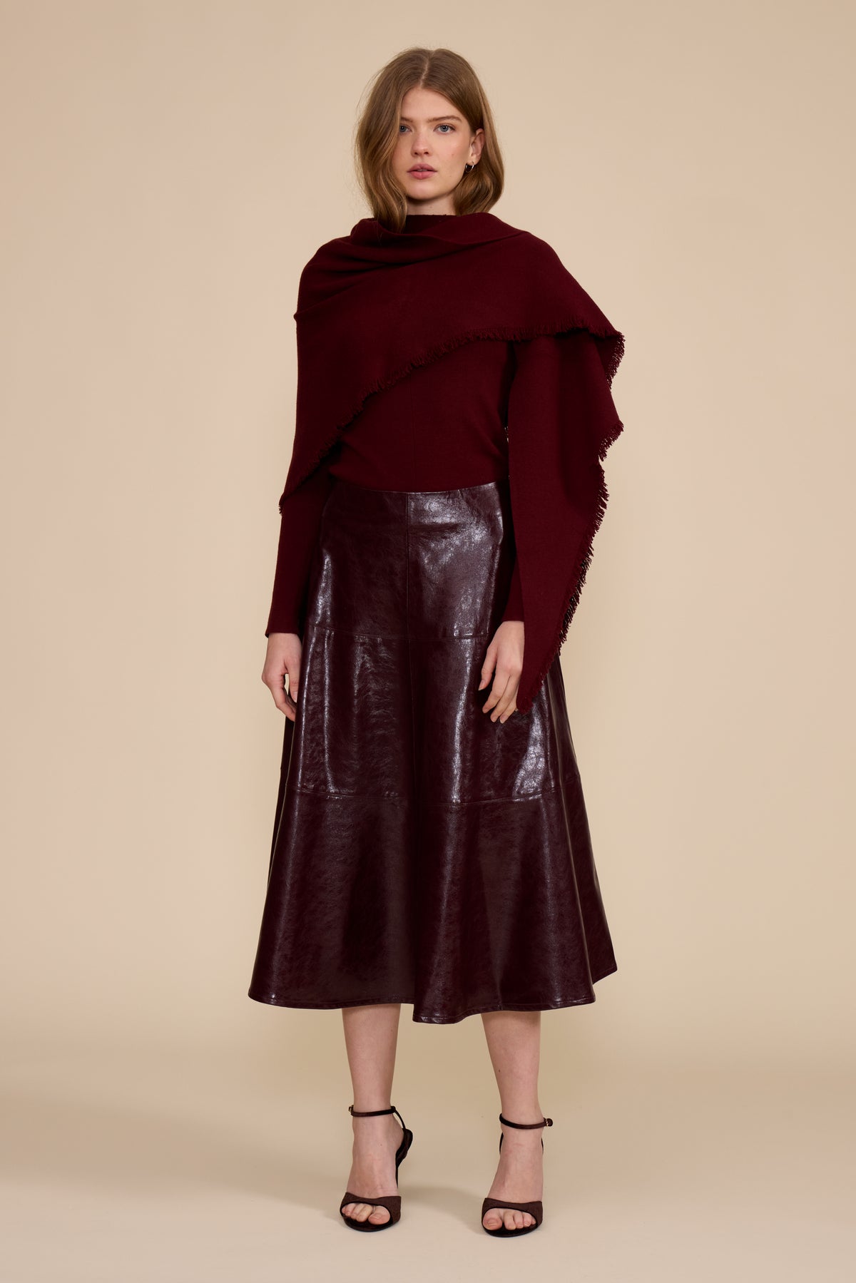 Lucy Paris Murphy Scarf Sweater - Burgundy-Hand In Pocket