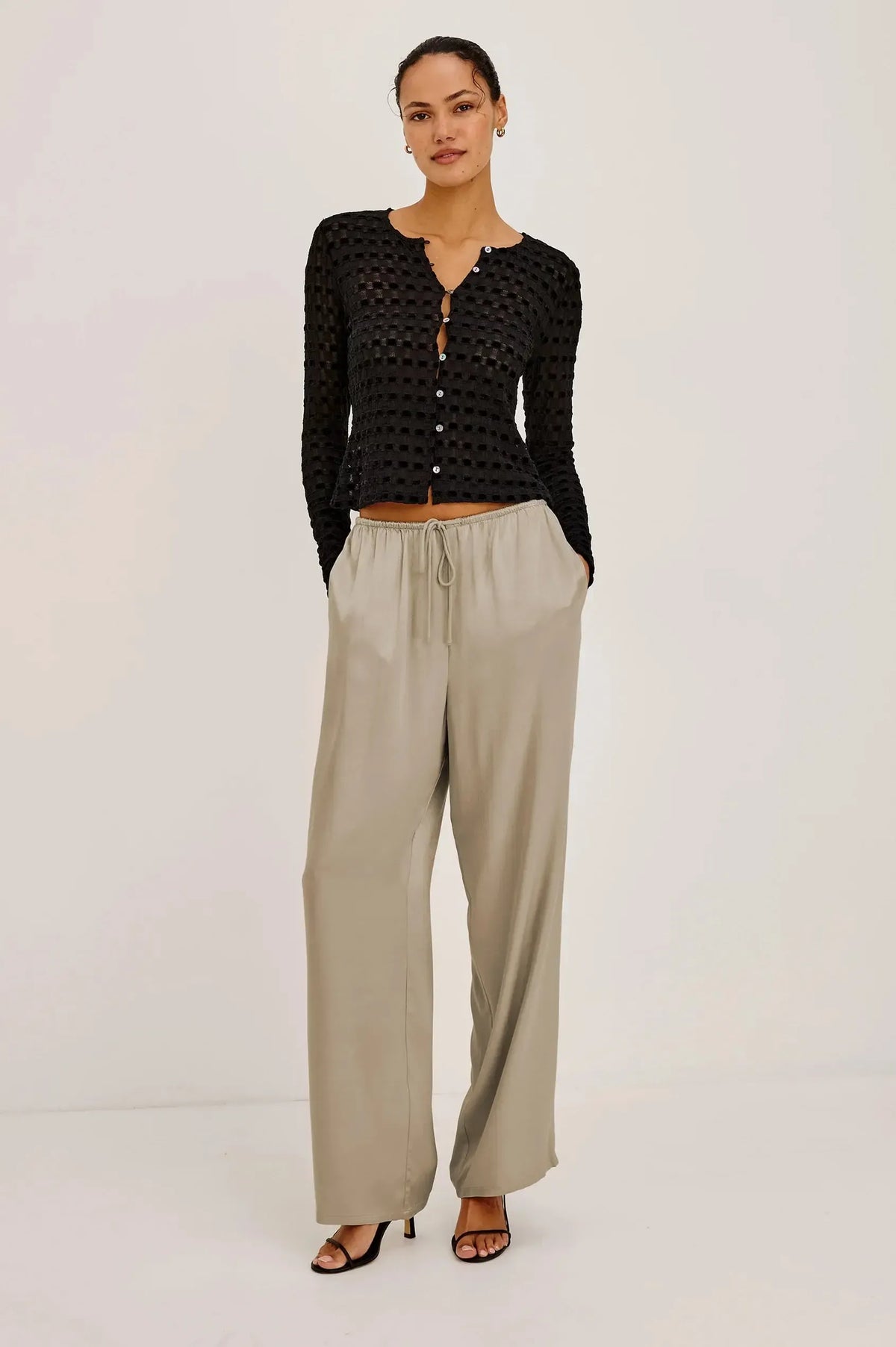 Rails Virgo Satin Pant - Mink-Hand In Pocket