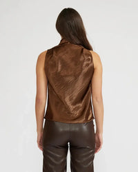 Lucy Paris Dorothy Satin Blouse- Bronze-Hand In Pocket