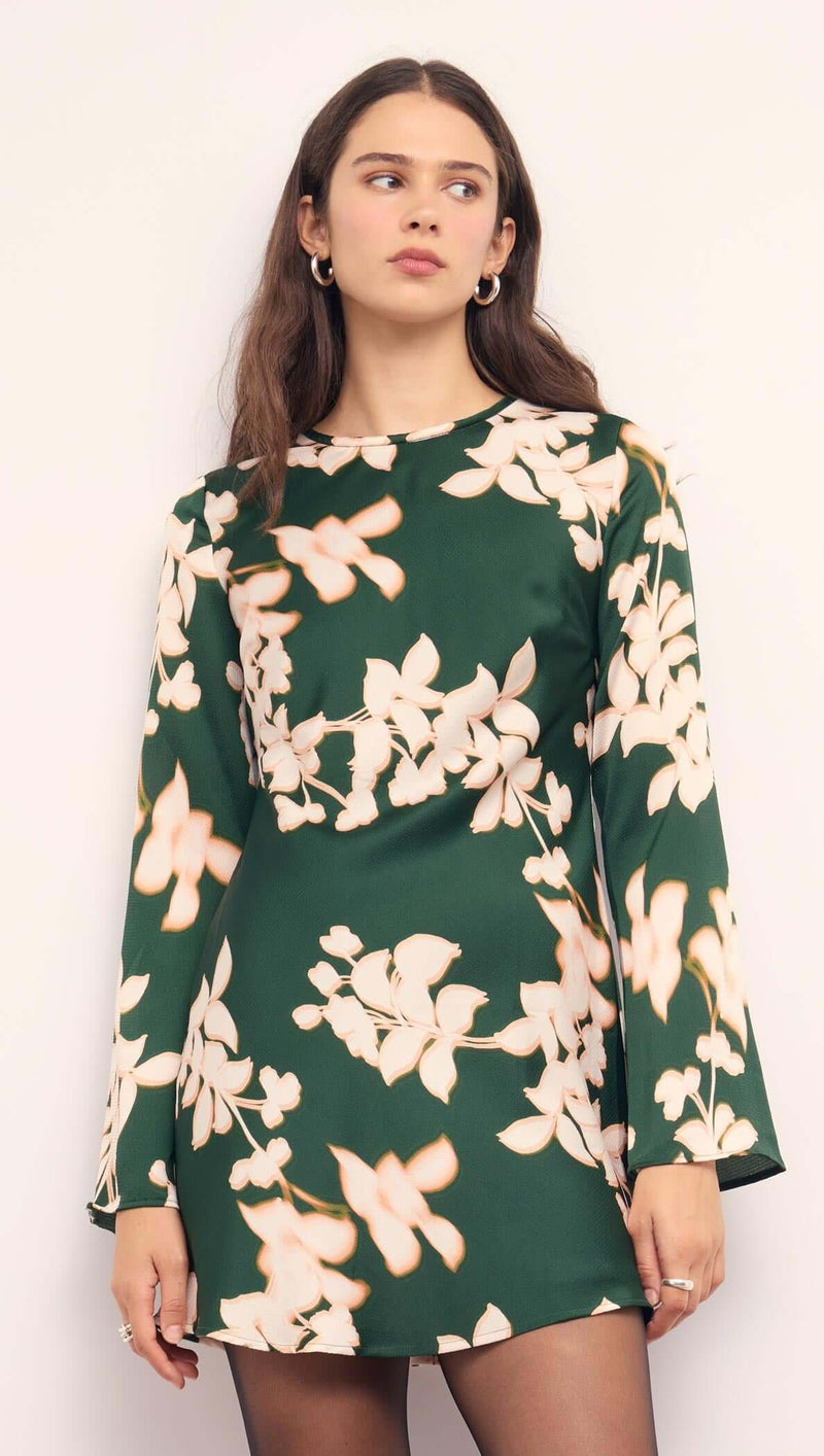 MINKPINK Vilma Mini Dress - Floral/Forest Green-Hand In Pocket