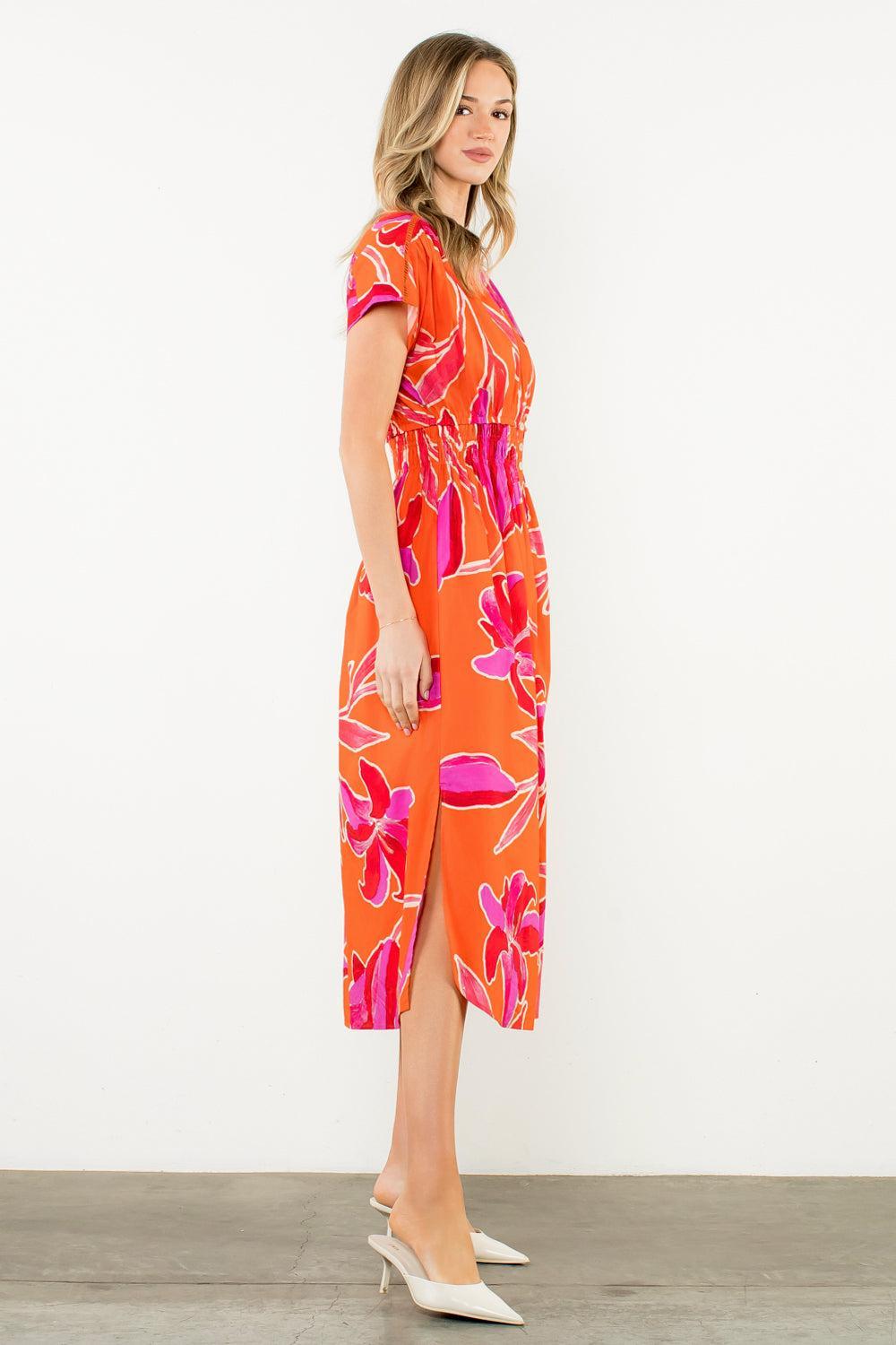 knee length dresses for ladies THML: The Consistency Navy Blue Embroidered Midi Dress, X-Small - The Mint Julep Boutique main image 0