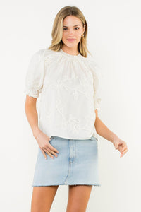 THML Eleana Floral Top - Cream-Hand In Pocket