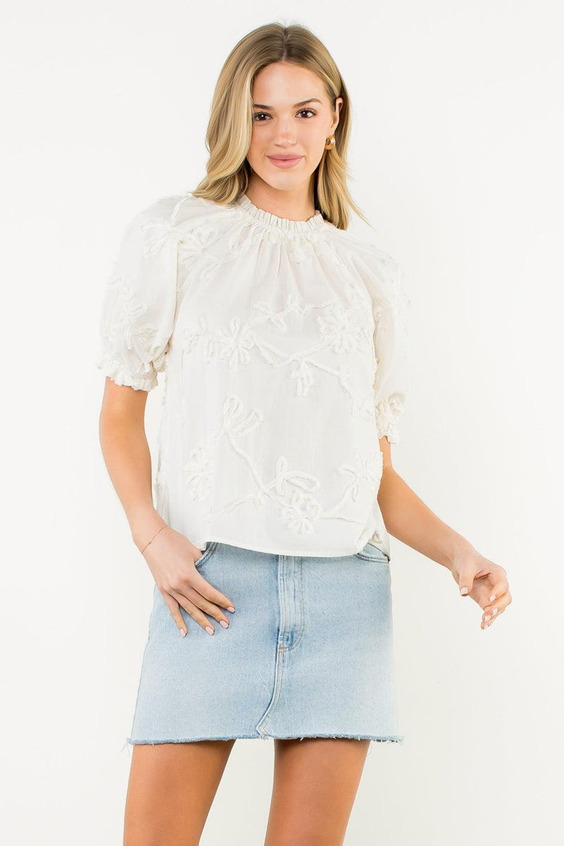 THML Eleana Floral Top - Cream-Hand In Pocket