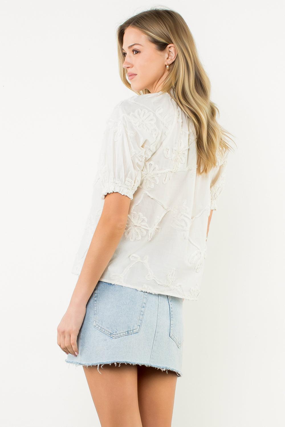 THML Eleana Floral Top - Cream-Hand In Pocket