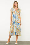 THML Kennedy V Neck Floral Dress- Cream-Hand In Pocket