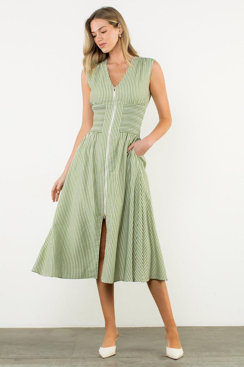 THML Serenity V Neck Dress- Green Hand In Pocket THML Serenity V Neck Dress- Green Hand In Pocket