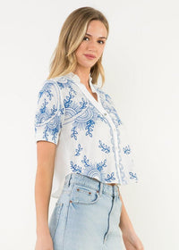 THML Luna Peasant Top- White-Hand In Pocket